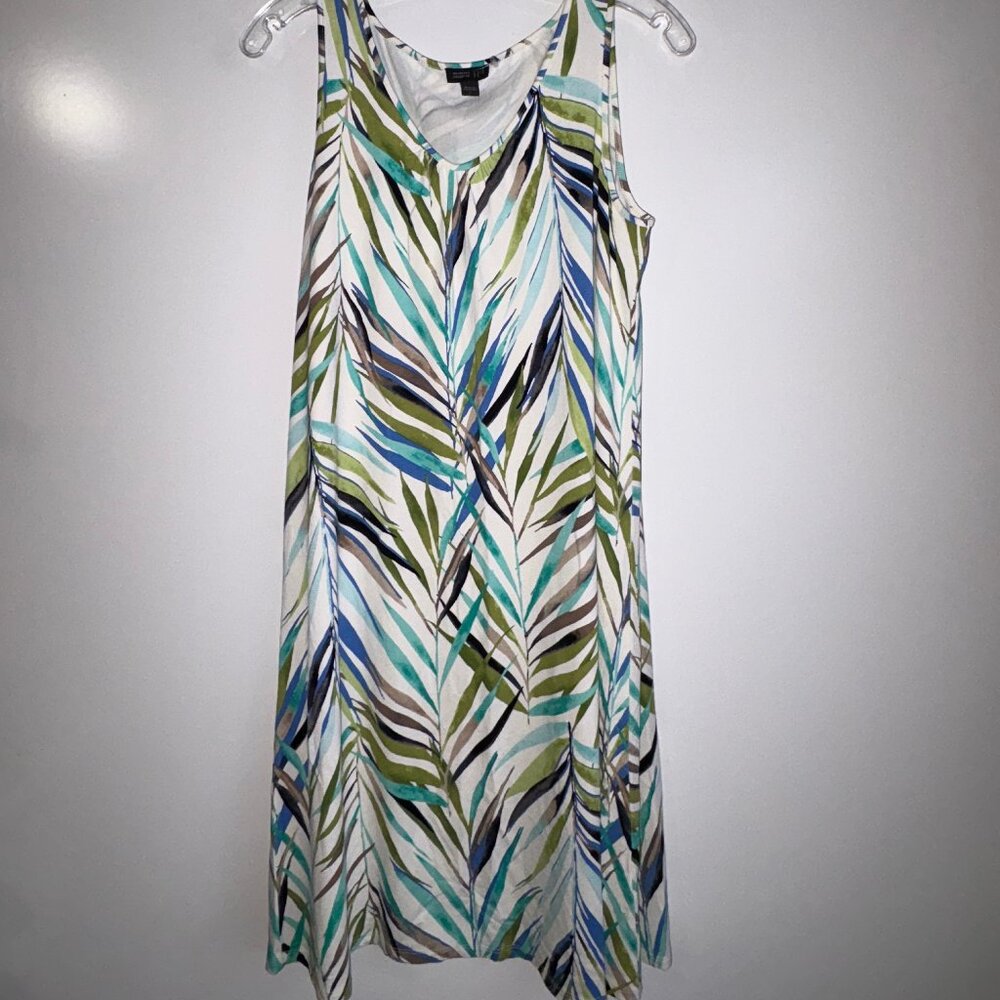 J.JILL Wearever Collection Sleeveless Dress Size Small Tropical Floral Leaf